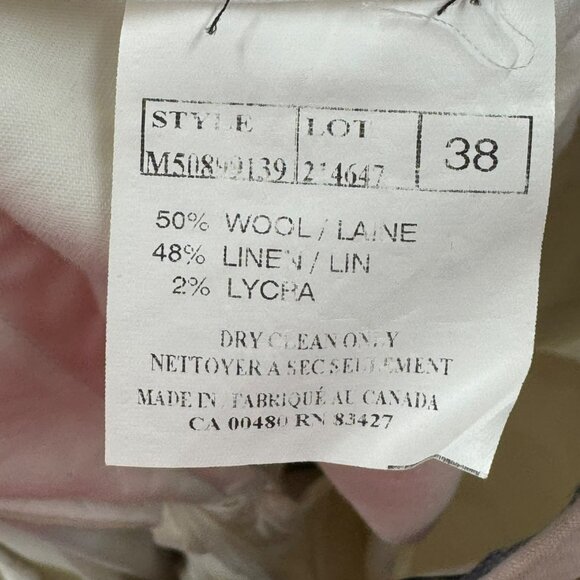 Ballin Comfort-"Eze" Flat Front Cream Pants Mens Size 38 Wool/Linen Blend - Picture 6 of 8